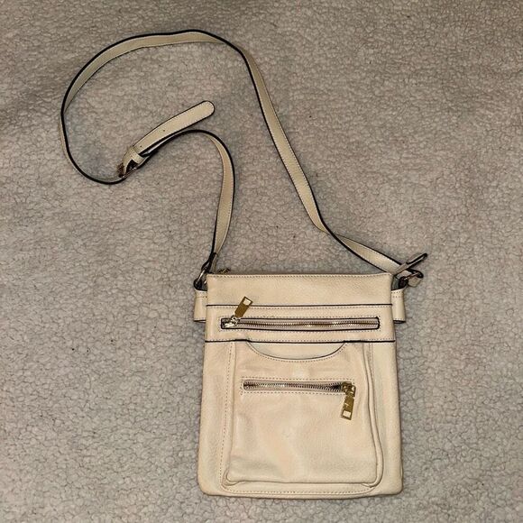 Faux Leather Cream Crossbody Purple EUC - Picture 1 of 10